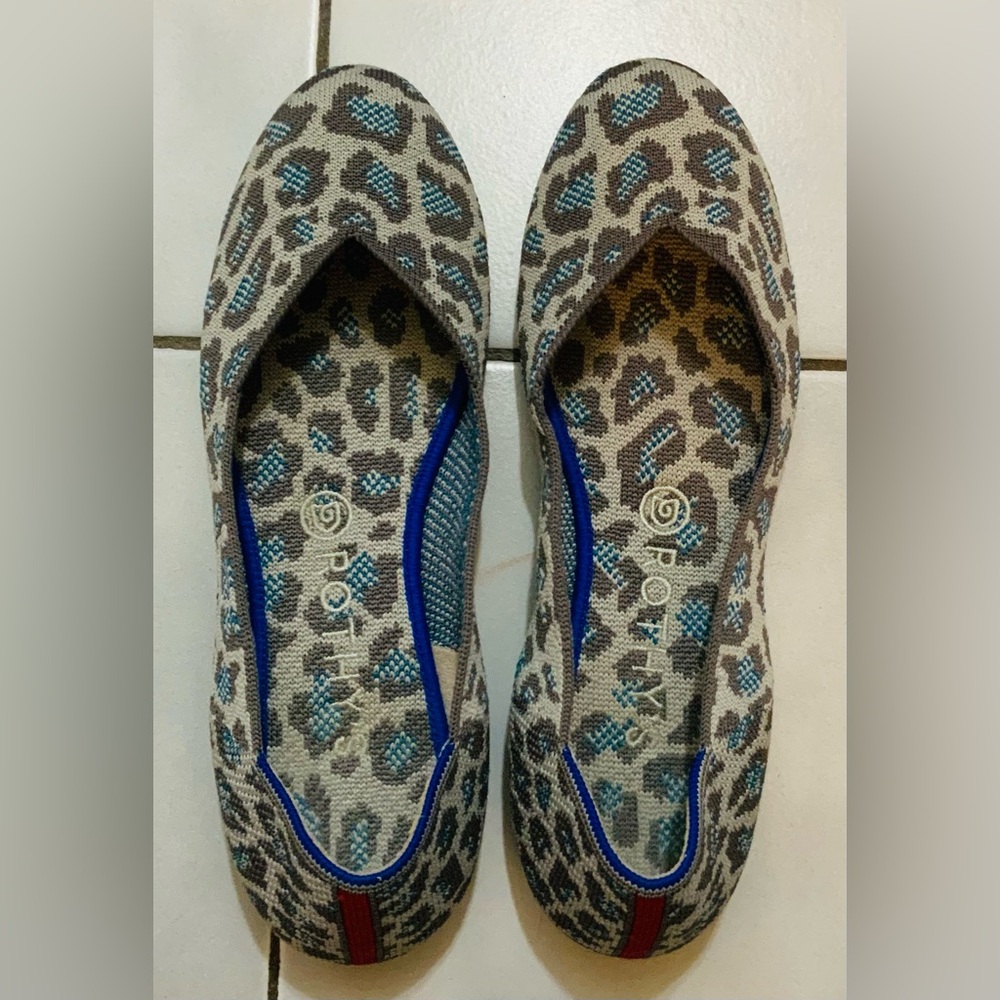 Rothy’s Leopard-Print Ballet Flats in Blue and Gray